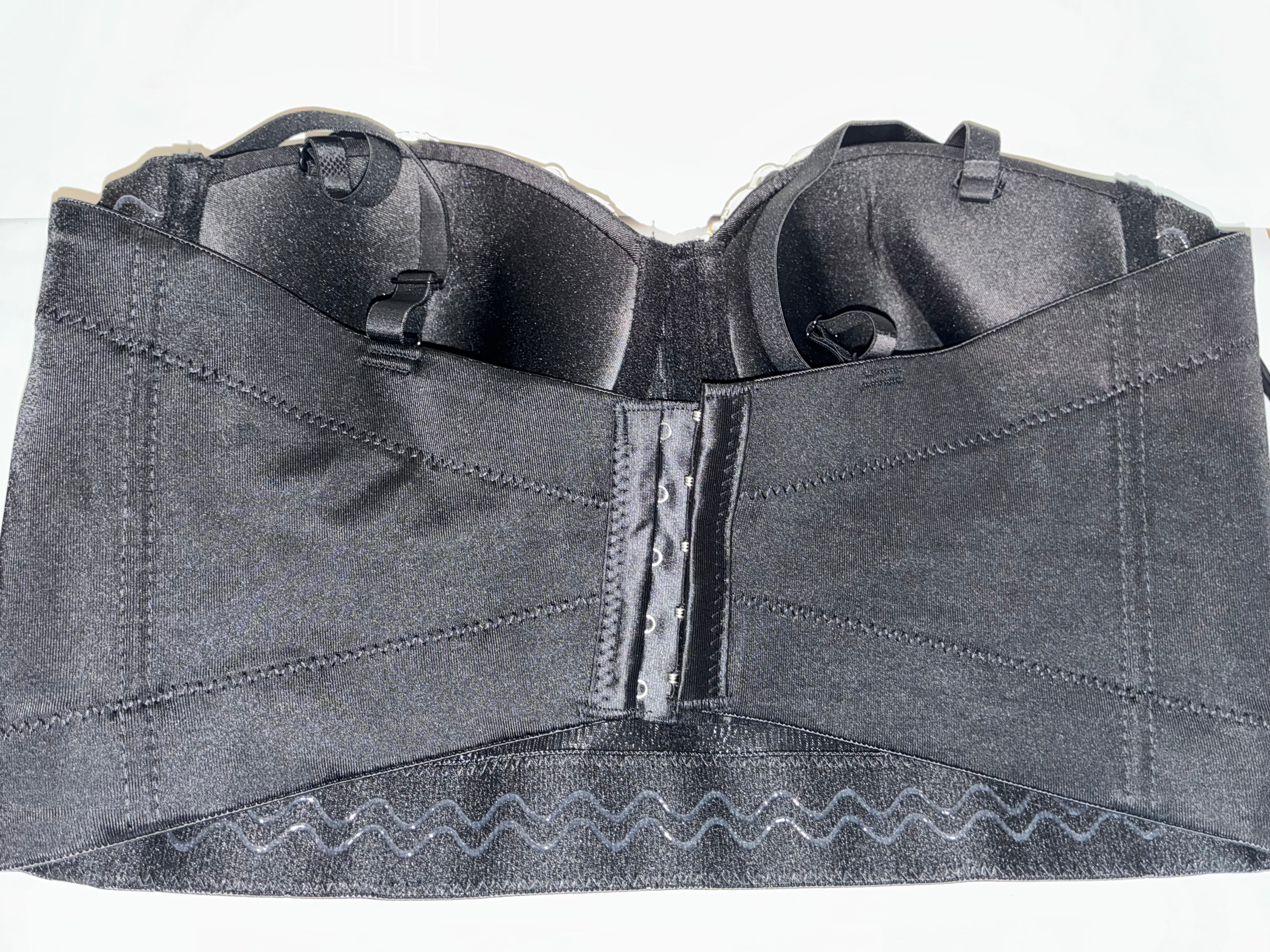 Rhinestone Corset Bustier Top – Glam Crystal Chain Strapless Crop Top (Black)