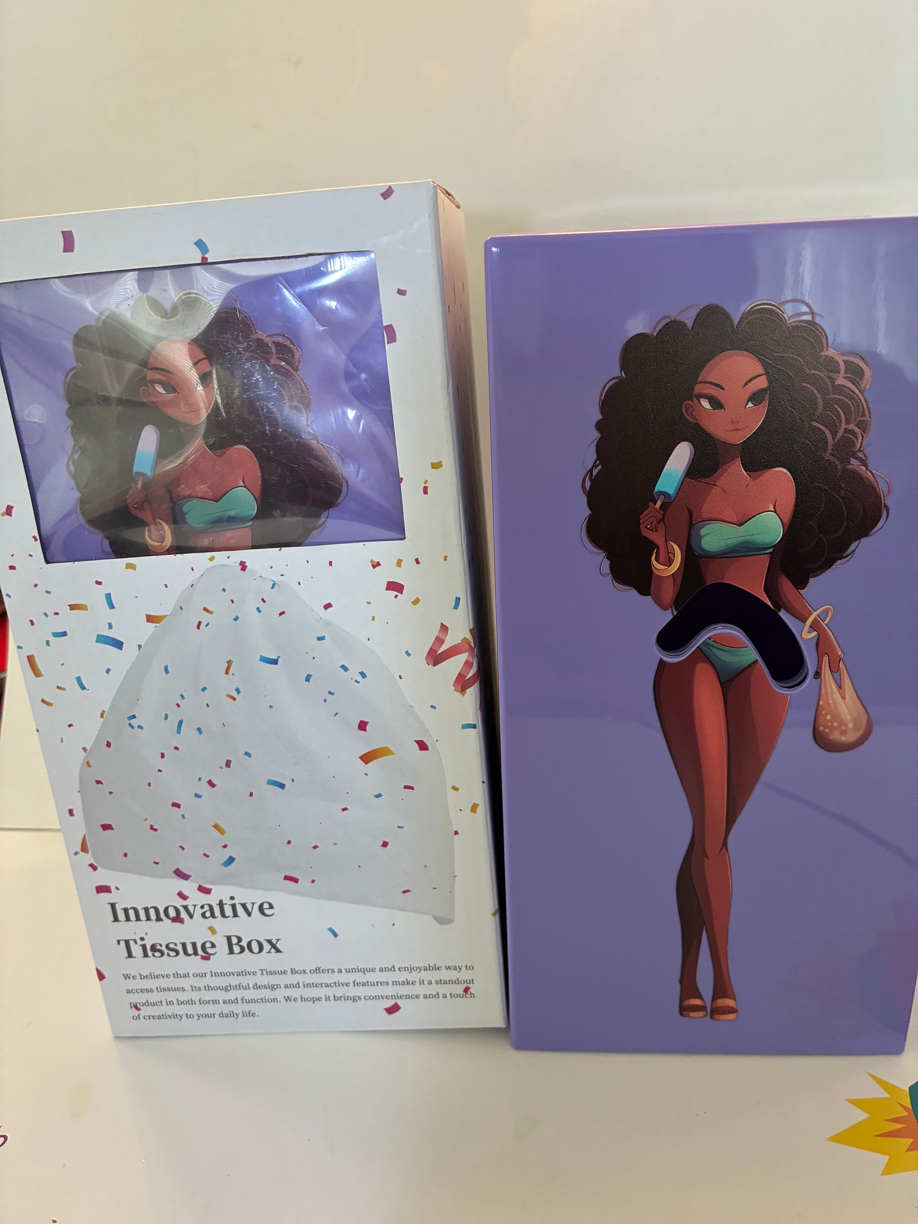 Creative Girl Tissue Box Holder – Decorative Bathroom/Room Organizer